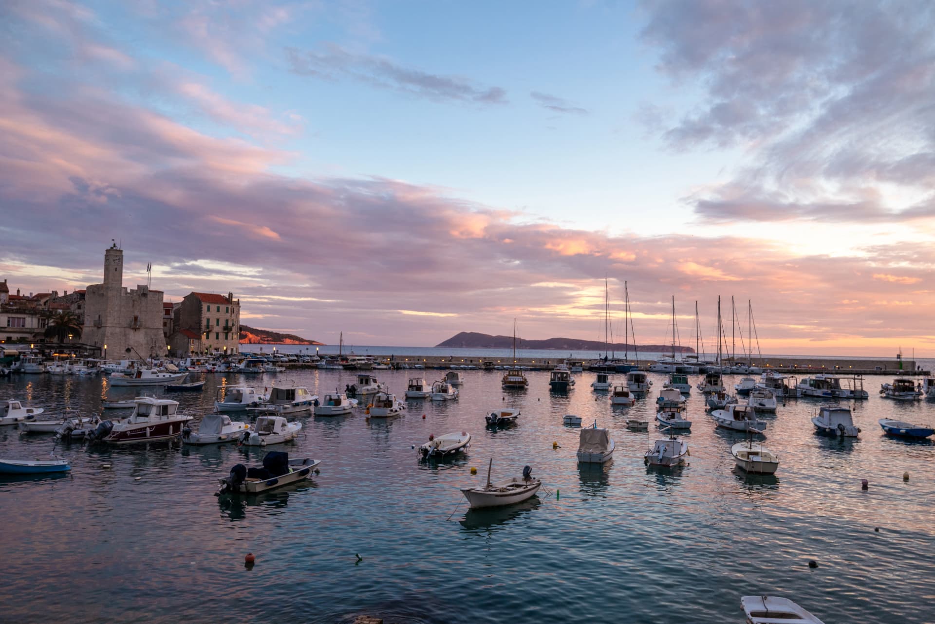 Panoramic sea view from Komiza, island Vis