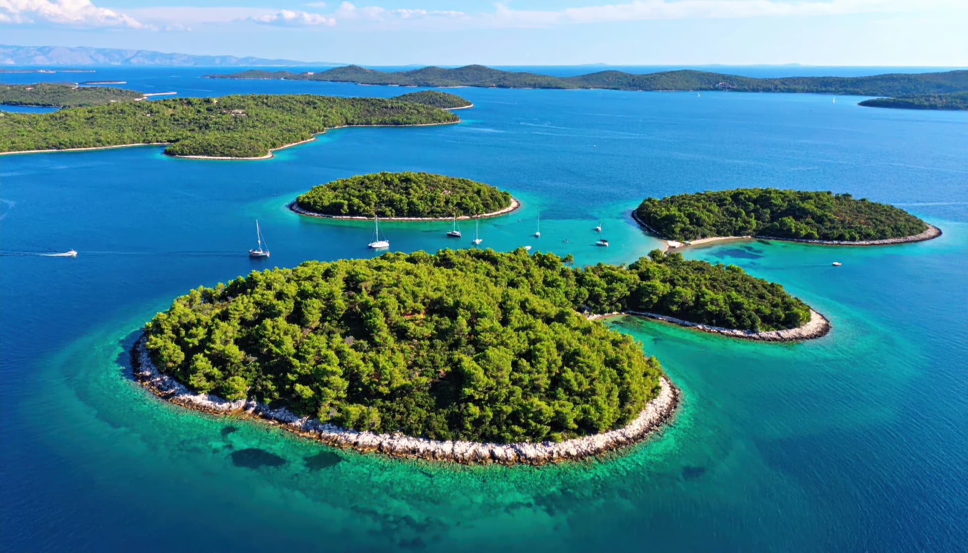 Aerial View of Croatian Islands in Adriatic Sea